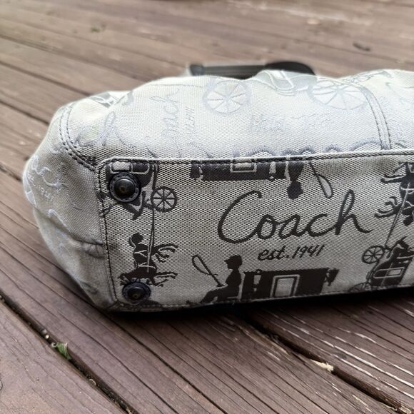 Coach Horse & Carriage Purse Shoulder Bag Gray Hobo - Picture 7 of 15